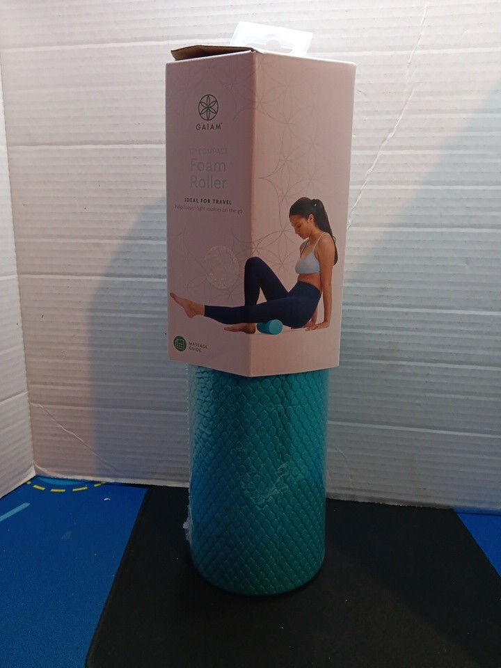 Gaiam Restore Foam Roller Compact 12" Foam - Textured Teal Blue
