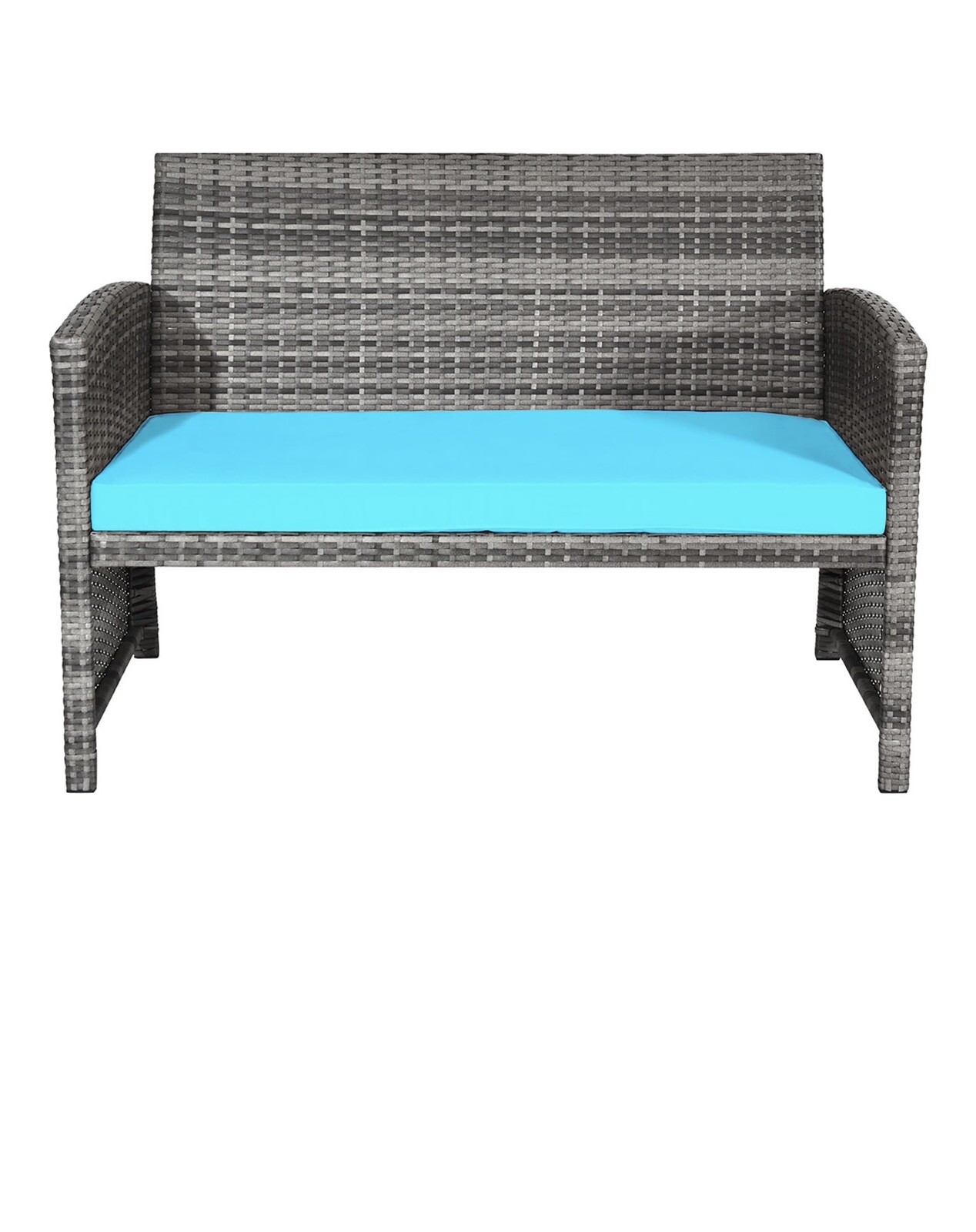 Patio Furniture• Transform Your Patio with 4 Pcs Turquoise Rattan Furniture Set