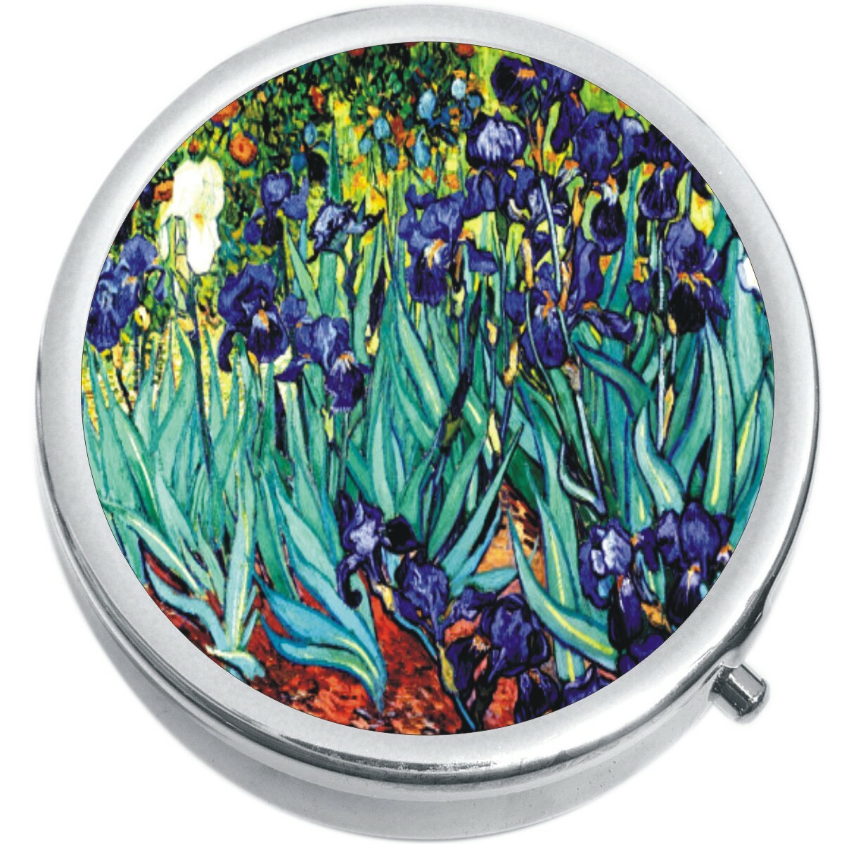 Irises Painting  Medicine Vitamin Compact Pill Box