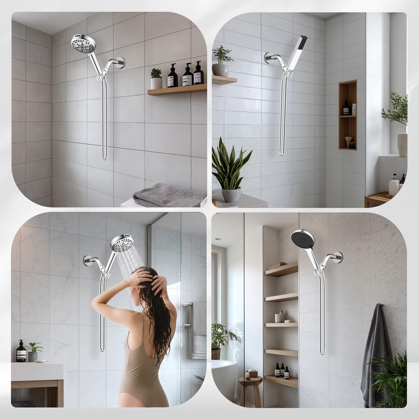 Universal All Metal Handheld Shower Head Holder, Chrome