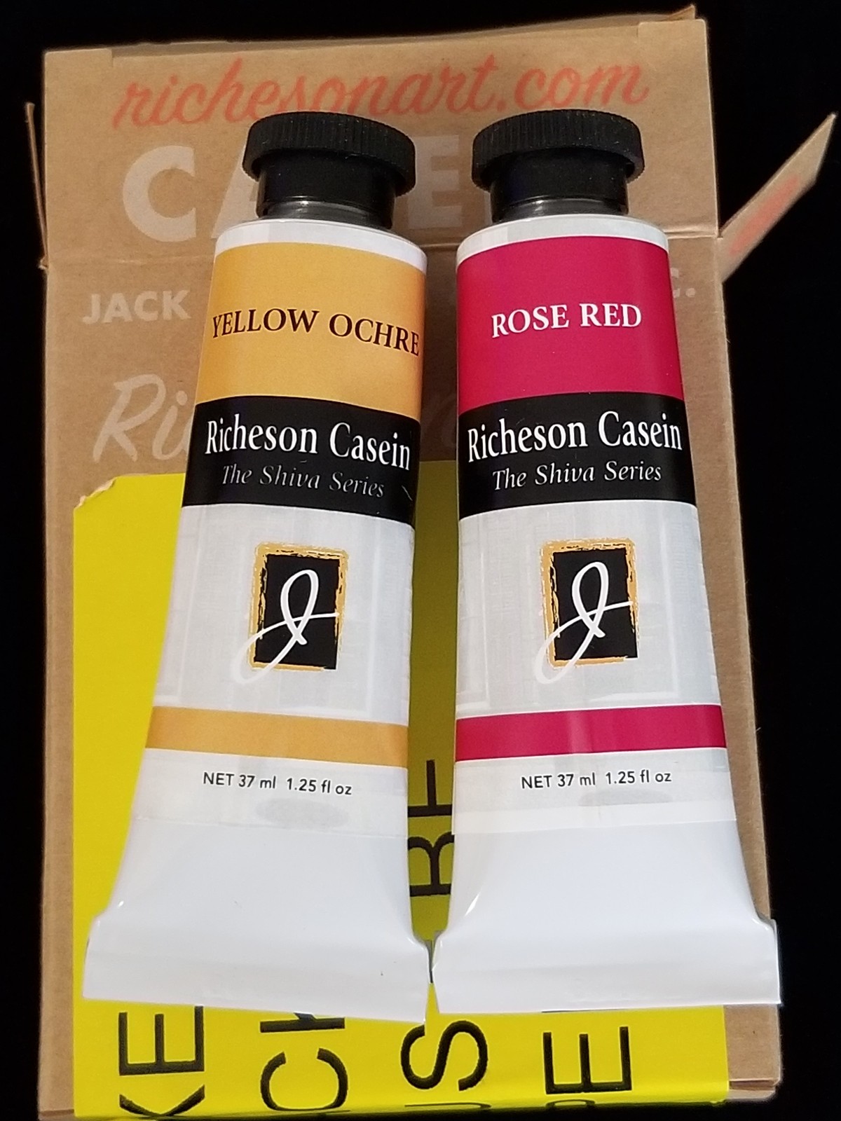 Richeson Casein Shiva Series: 1 Rose Red & 1 Yellow Ochre Tubes 1.25 Fl Oz each