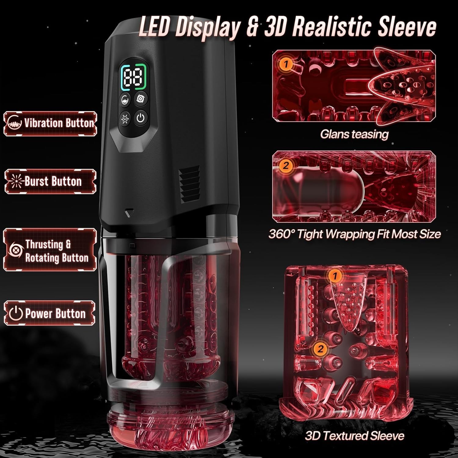 Male Masturbaters Cup Automatic HandsFree Rotating Thrusting Stroker Lubricants