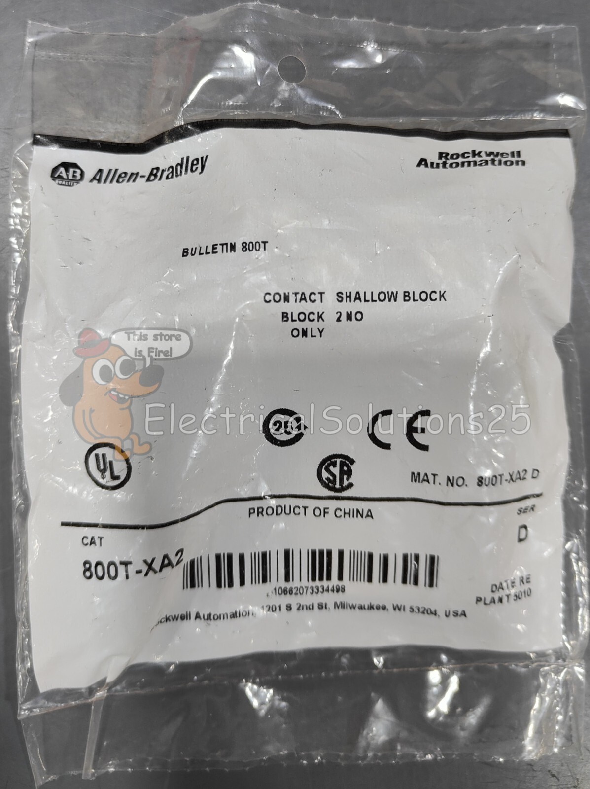NEW Allen Bradley  800T-XA2  - Free Shipping - Contact Shallow Clock - 2NO