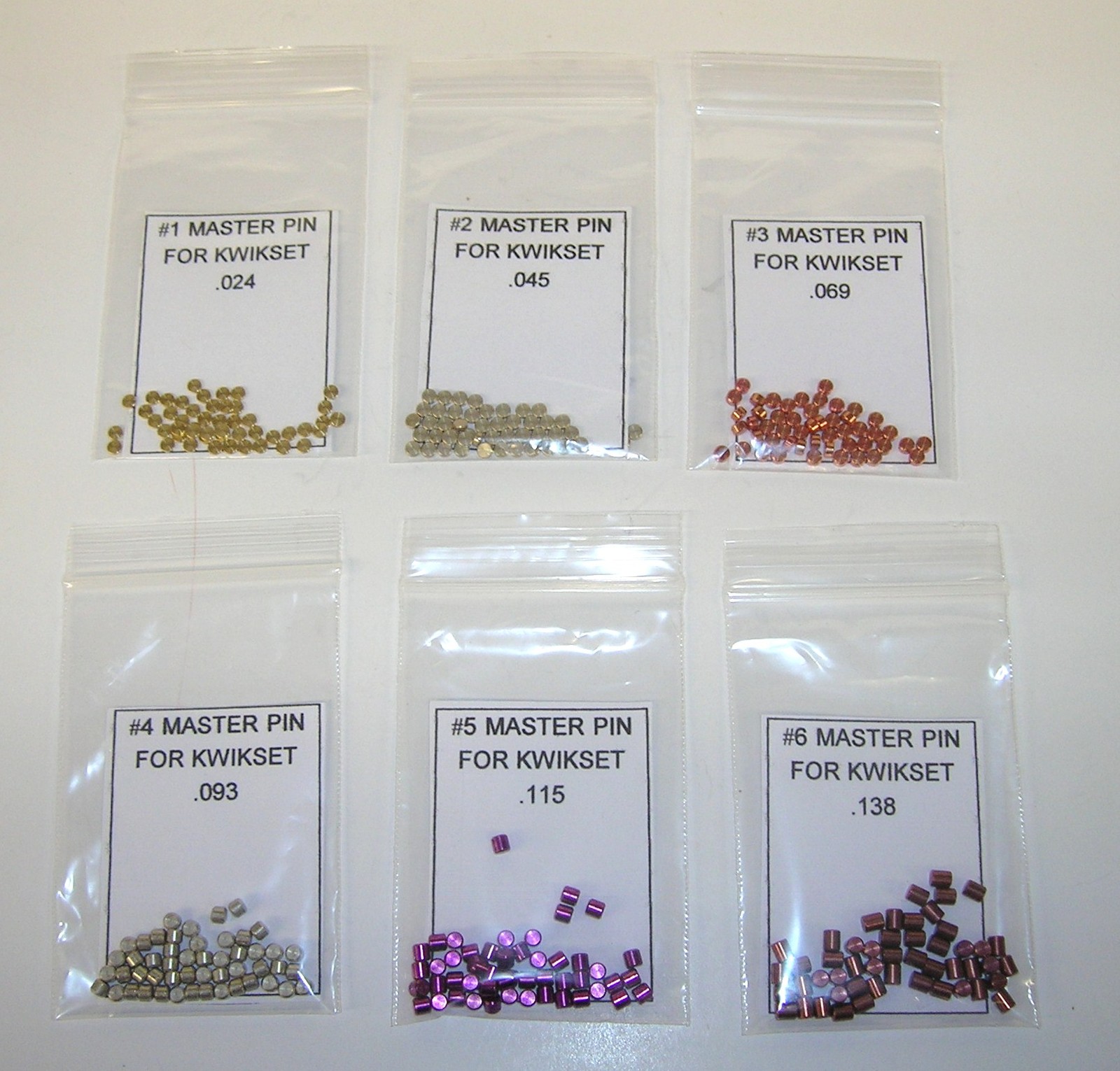 Top Master Pin Refill Packs for Kwikset Lock Rekey Kit. Contains 50 pins ea size