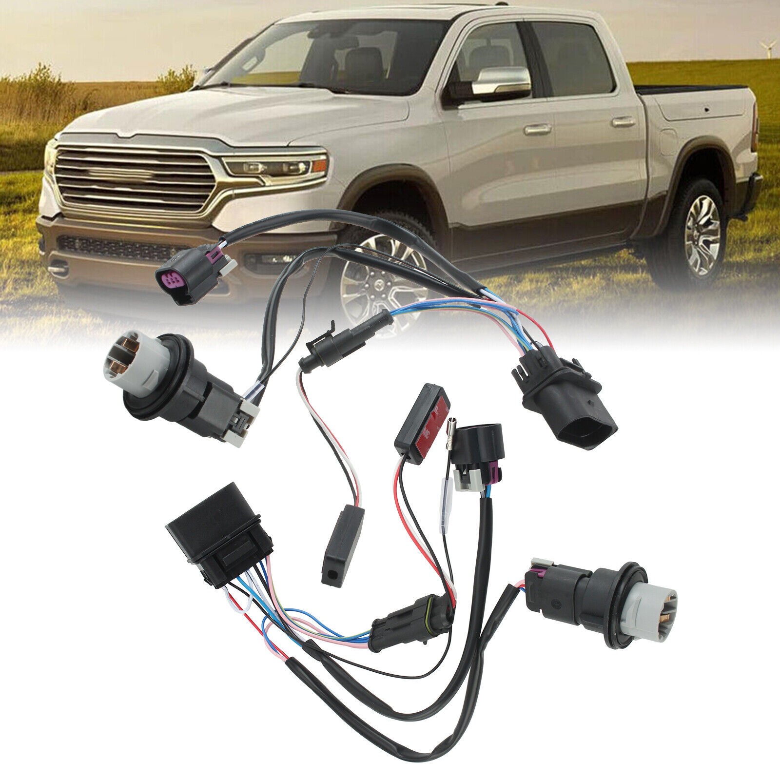 For 2013-2018 Ram 1500 2500 3500 Projector Headlight Lamp Wiring Harness Adapter