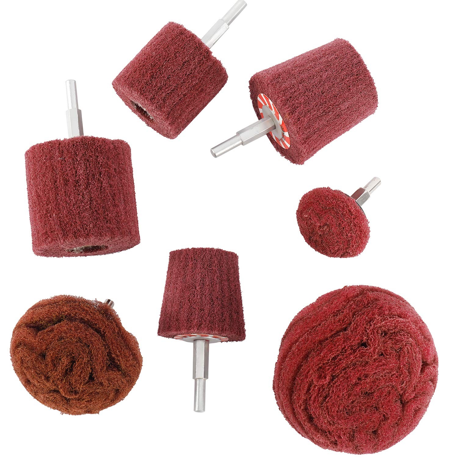 7Pcs Non Woven Abrasive Buffing Polishing Wheels Drill Attachment Set 320 Grit