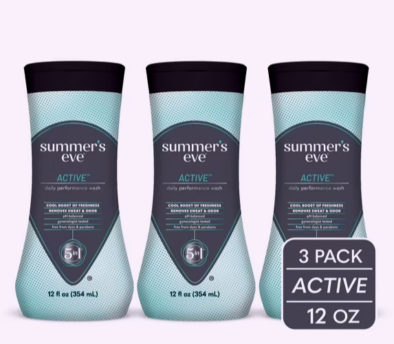 3 PACK Summer’s Eve Active Daily Performance Feminine Wash, pH Balanced 12 fl oz