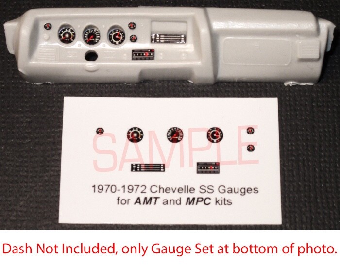 1970 - 1972 CHEVELLE SS GAUGE FACES for 1/25 AMT and MPC kits - PLEASE READ DESC