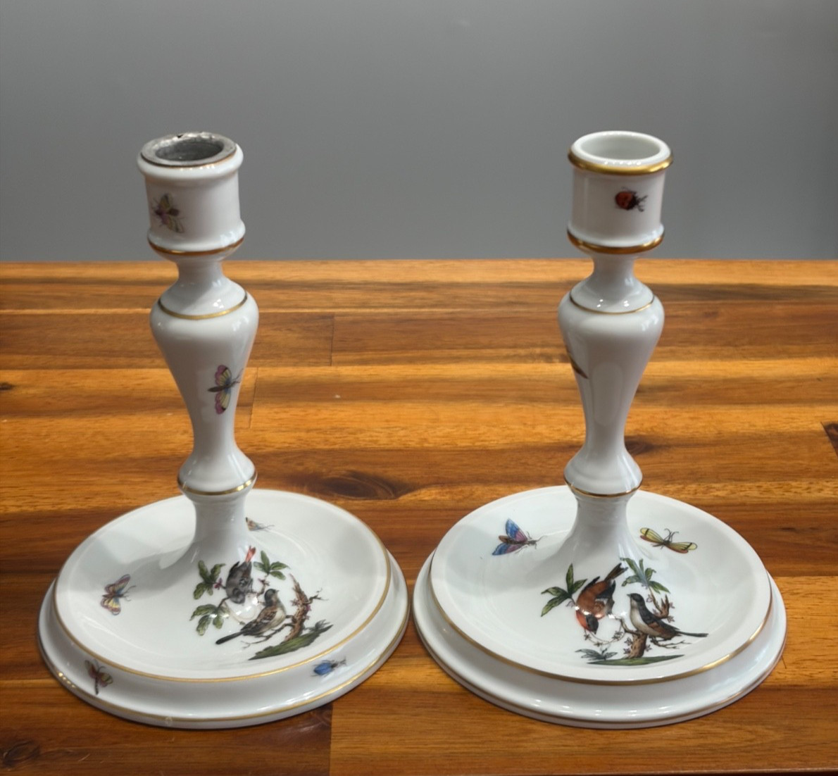 Herend Rothschild Bird Assorted Porcelain Pieces Shell Leaf Dishes Candlesticks