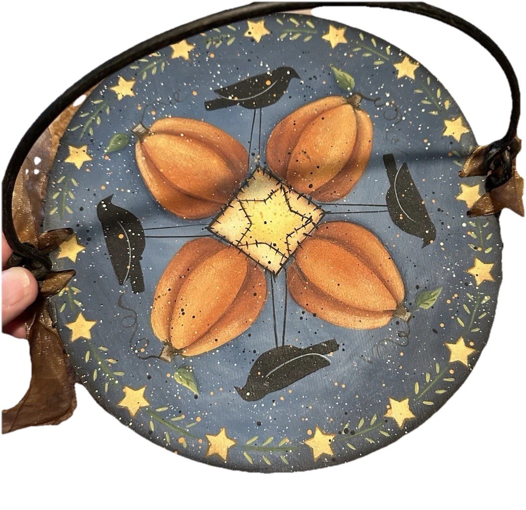 Hand Painted Folk Art Basket