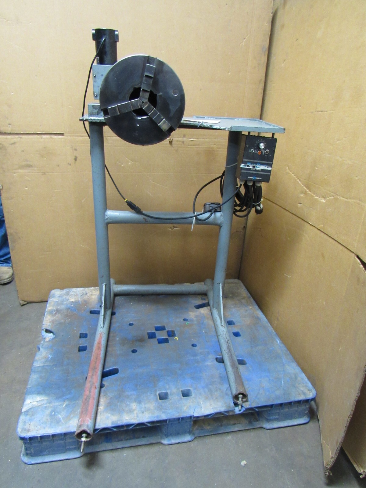 SHOP BUILT 115V VARIABLE SPEED WELDING MANIPULATOR 3 JAW CHUCK 12" DIA 4" ID