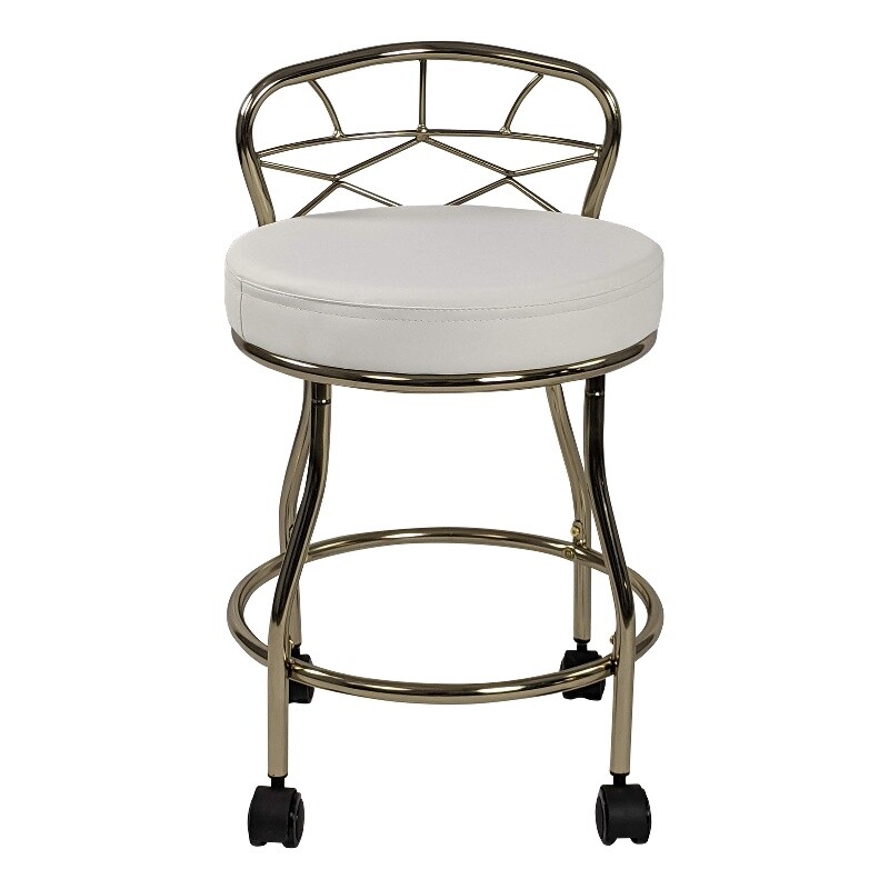 Carolina Classics Diana X-Back Vanity Bench with Casters in Gold