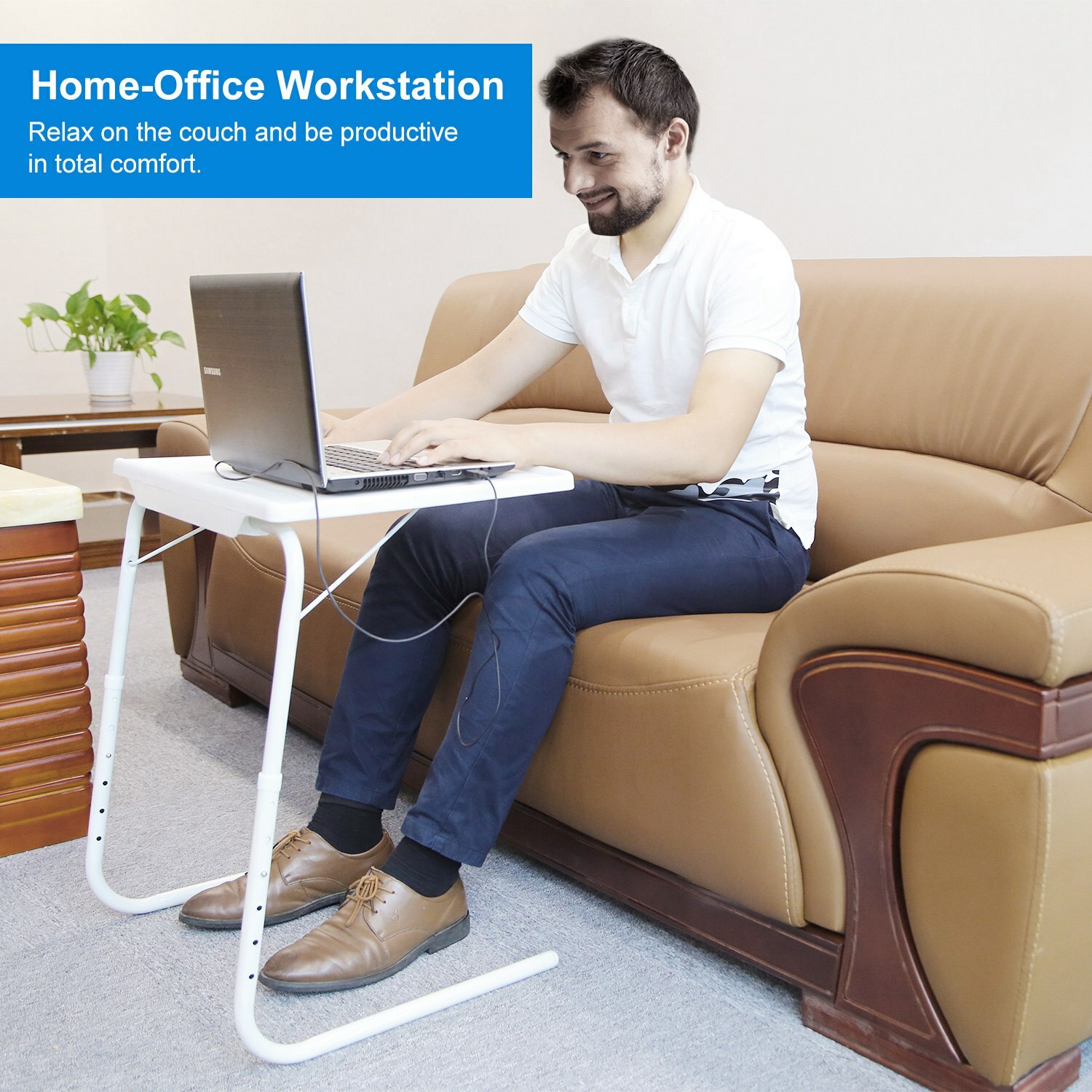 Adjustable Portable Folding Table Desk Smart TV Tray Laptop PC Dinner Bed Mate