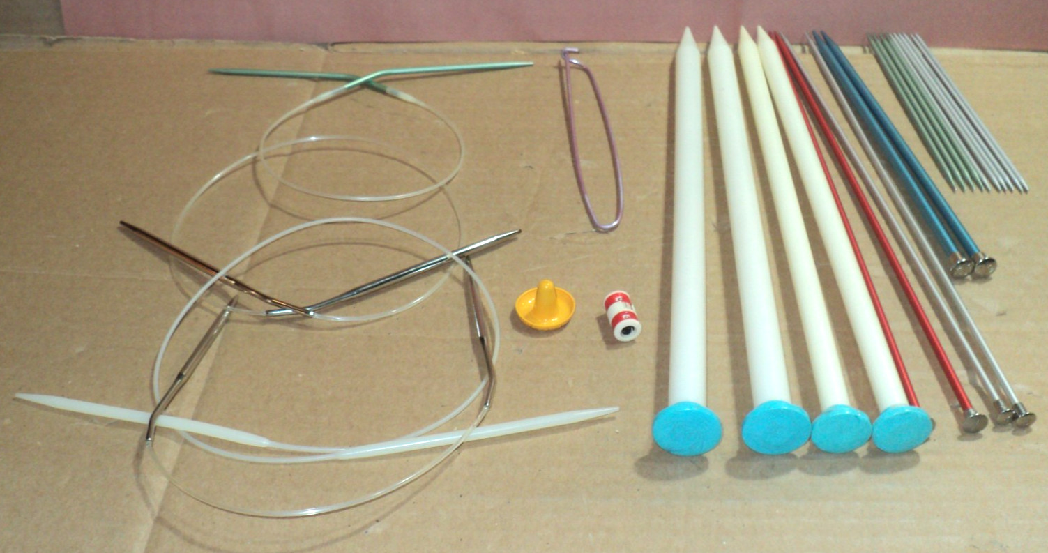 20+ Knitting Needles & Misc items-Circular, Hero Sombrero, Compact Tape Measure