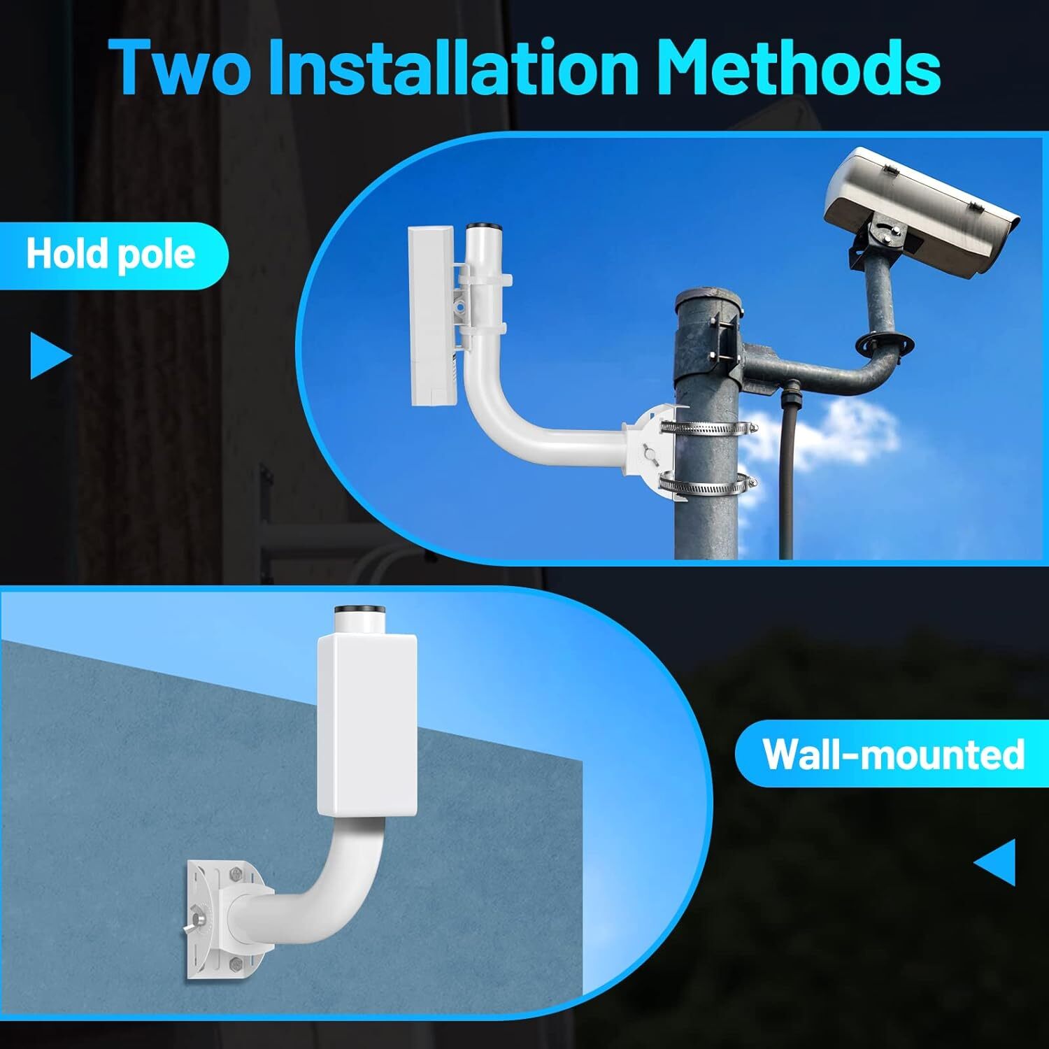 Universal Wireless Bridge Bracket Mount Pole , Antenna Mount 2-Pack waterproof