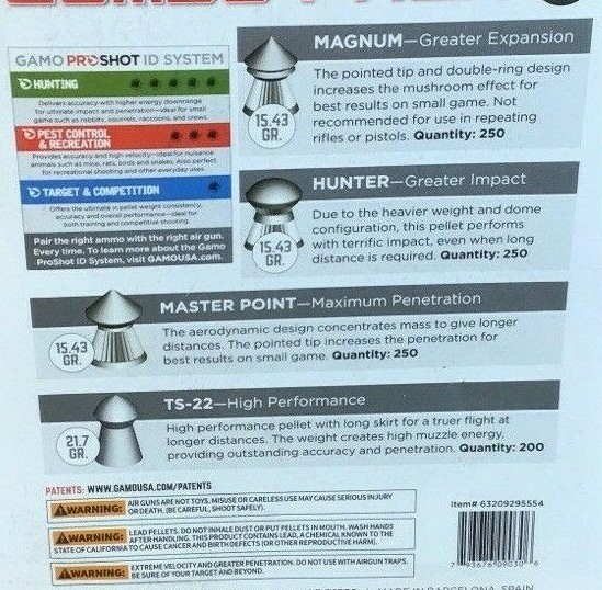 Gamo 63209295554 Combo Pack Assorted Air Rifle Pellets .22 caliber 950 count