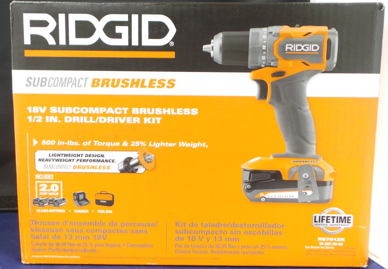 RIDGID R87012K 18V SubCompact Brushless 1/2" Drill/Driver Kit BRAND NEW