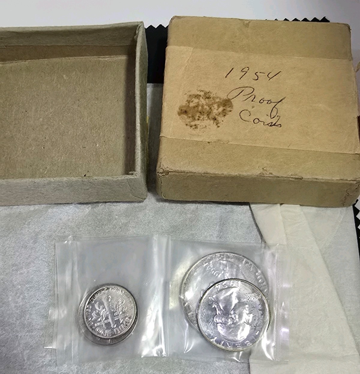 1954 U.S. Proof Set COMPLETE w/ Original Box & Tissue – Replaced Sleeves