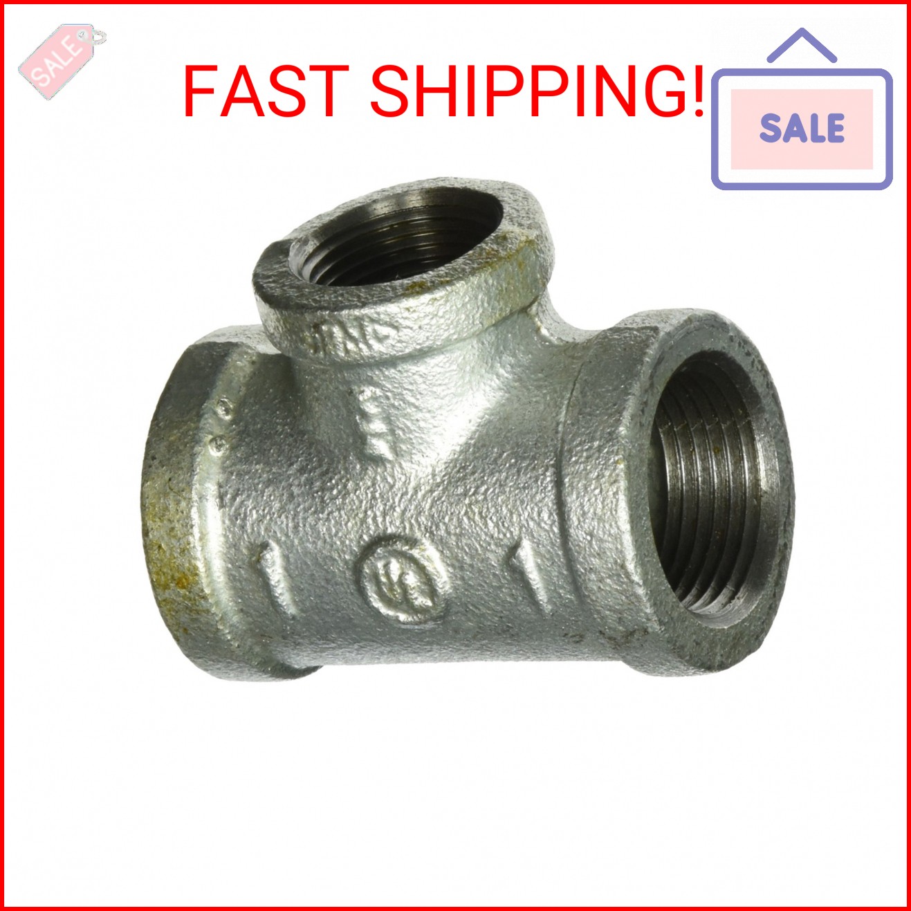 LDR Industries LDR 311 RT-1134 Galvanized Reducing Tee, 1-Inch X 3/4-Inch, No Si