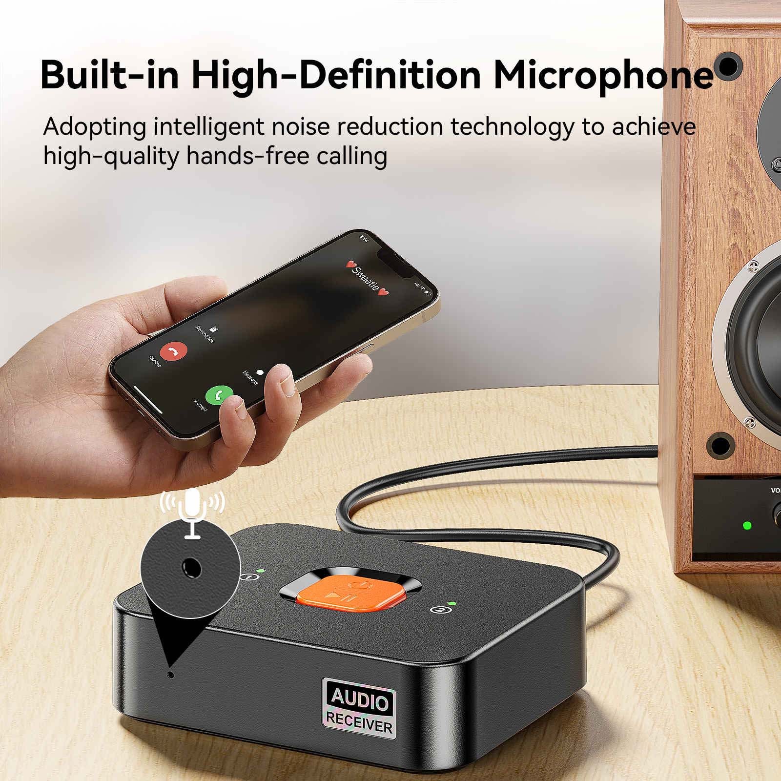 1PCS New Bluetooth 6.0 Receiver Wireless Audio Adapter 3.5mm Jack RCA Type-C