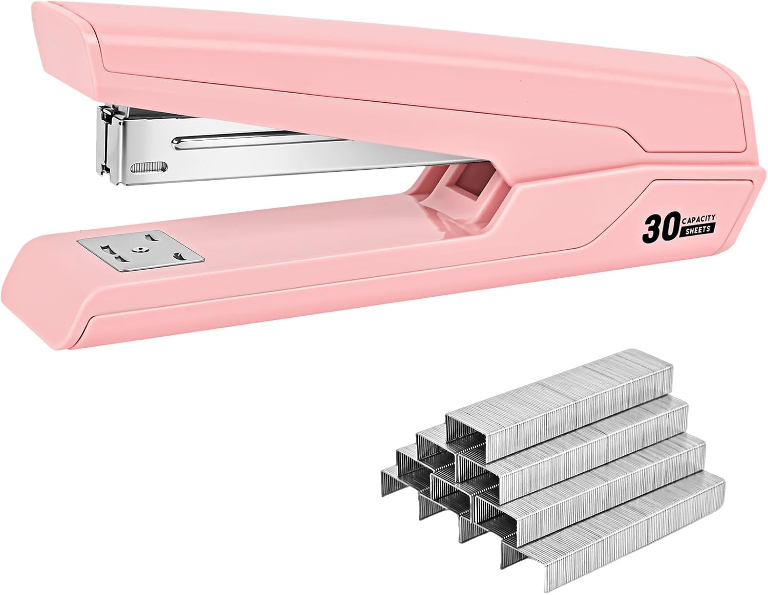 Engrapadora de Metal Rosa para 30 Hojas con 830 Grapas de Escritorio Oficina