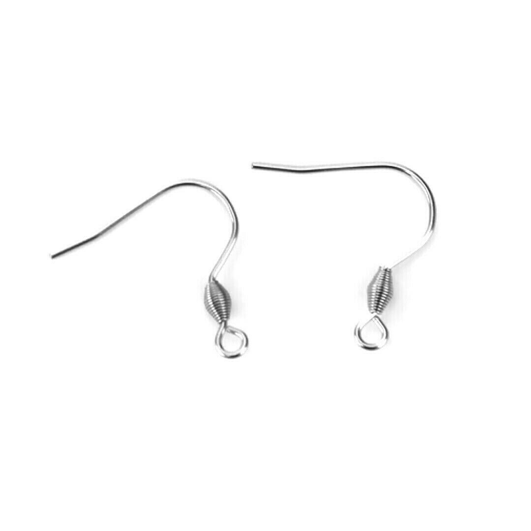 30 Stainless Steel Silver Oval Coil Earwires Earring Hooks Wires Bead Findings