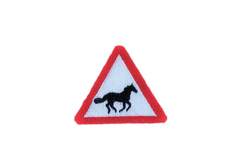 Patch Embroidered Iron-On Badge Attention Horse Equestrian
