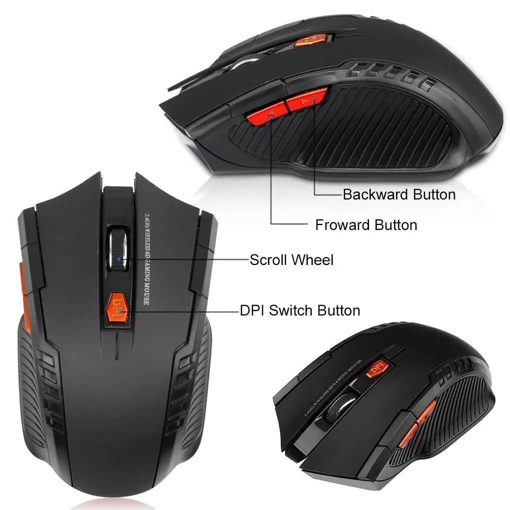 2.4G Wireless Mouse 1600DPI Optical Mouse Computer Gaming Mouse 6 Buttons