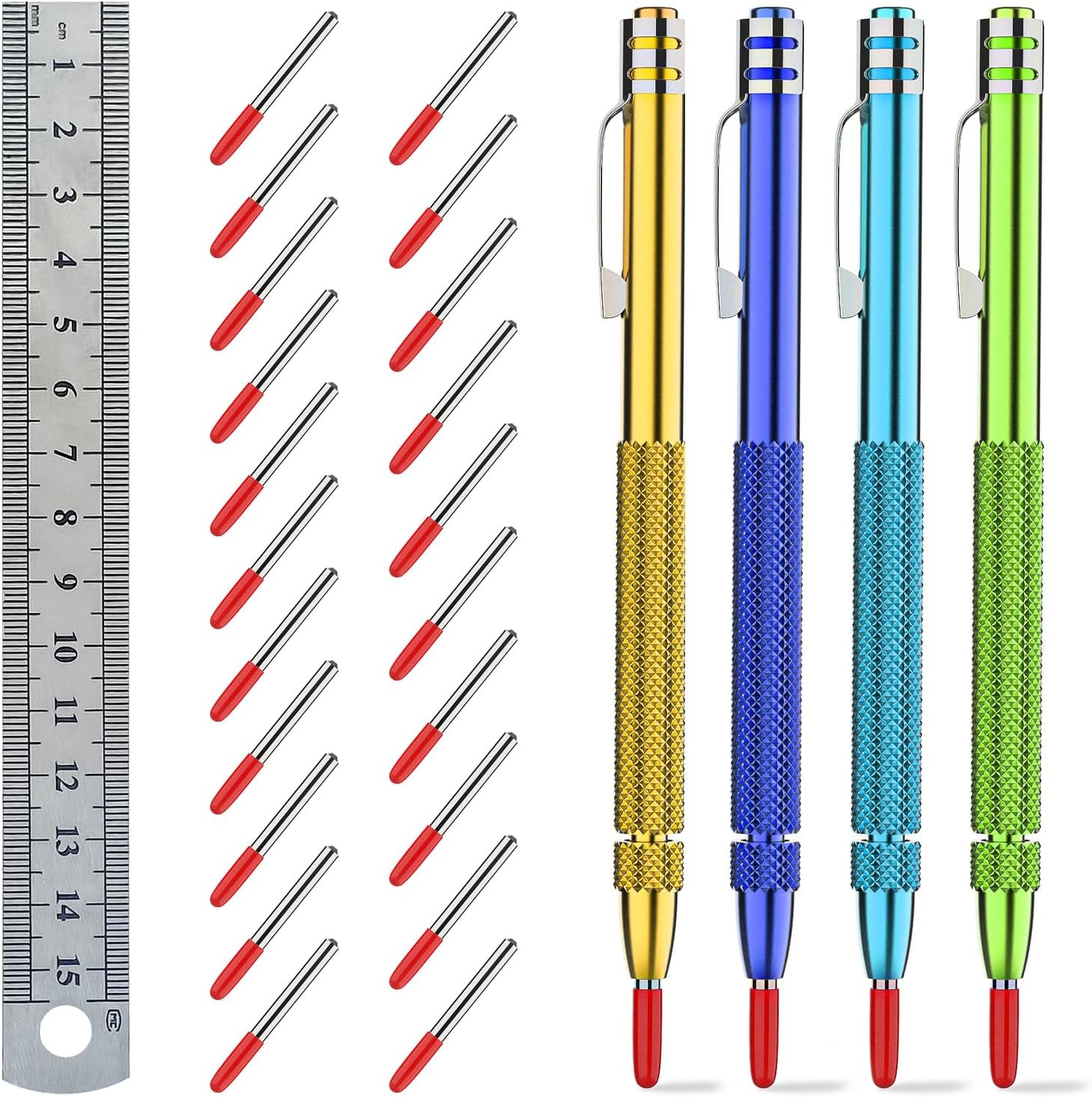 4 Pack Tungsten Carbide Scriber with Magnet,With Extra 21 Replacement Marking Ti