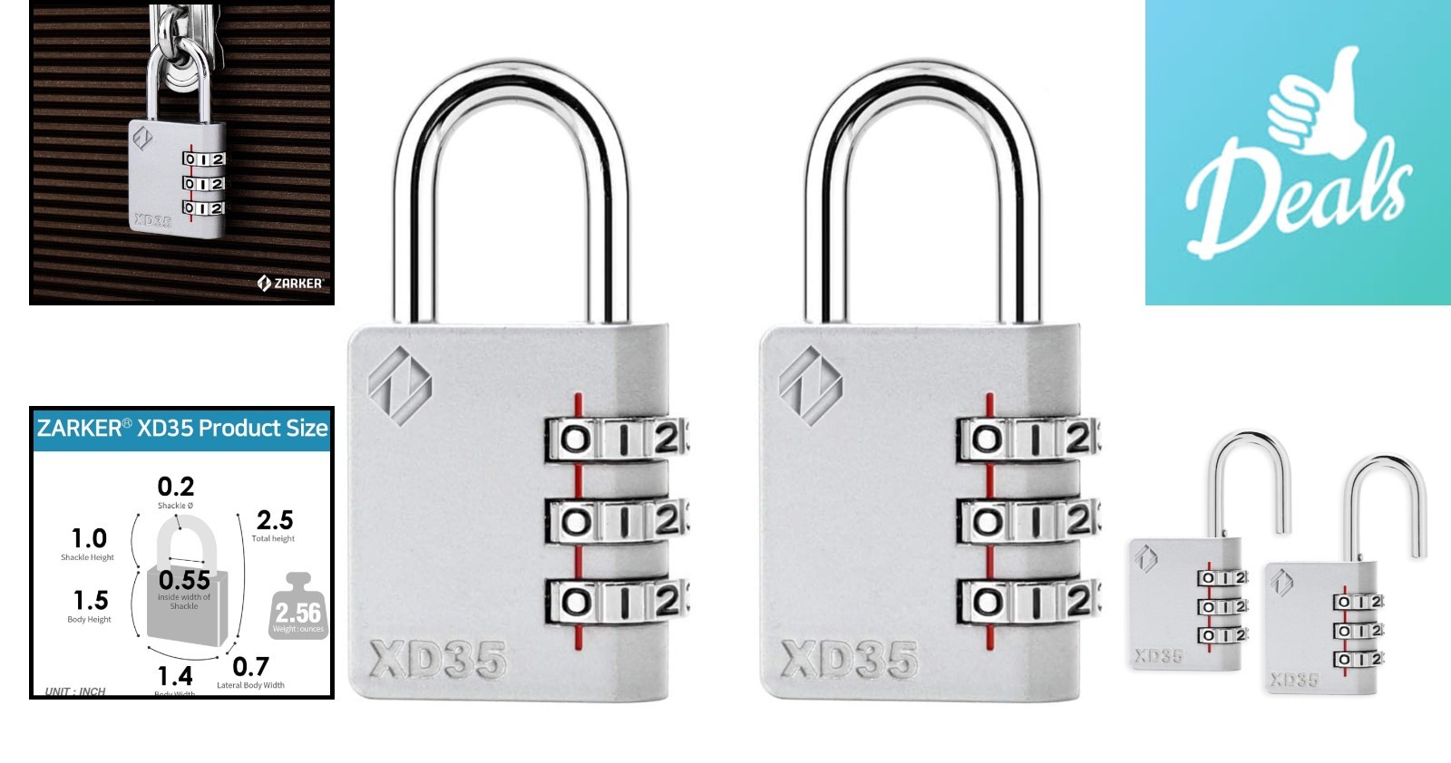 Heavy Duty Weather-Resistant Combination Locks - Smart 3-Digit Padlock Set