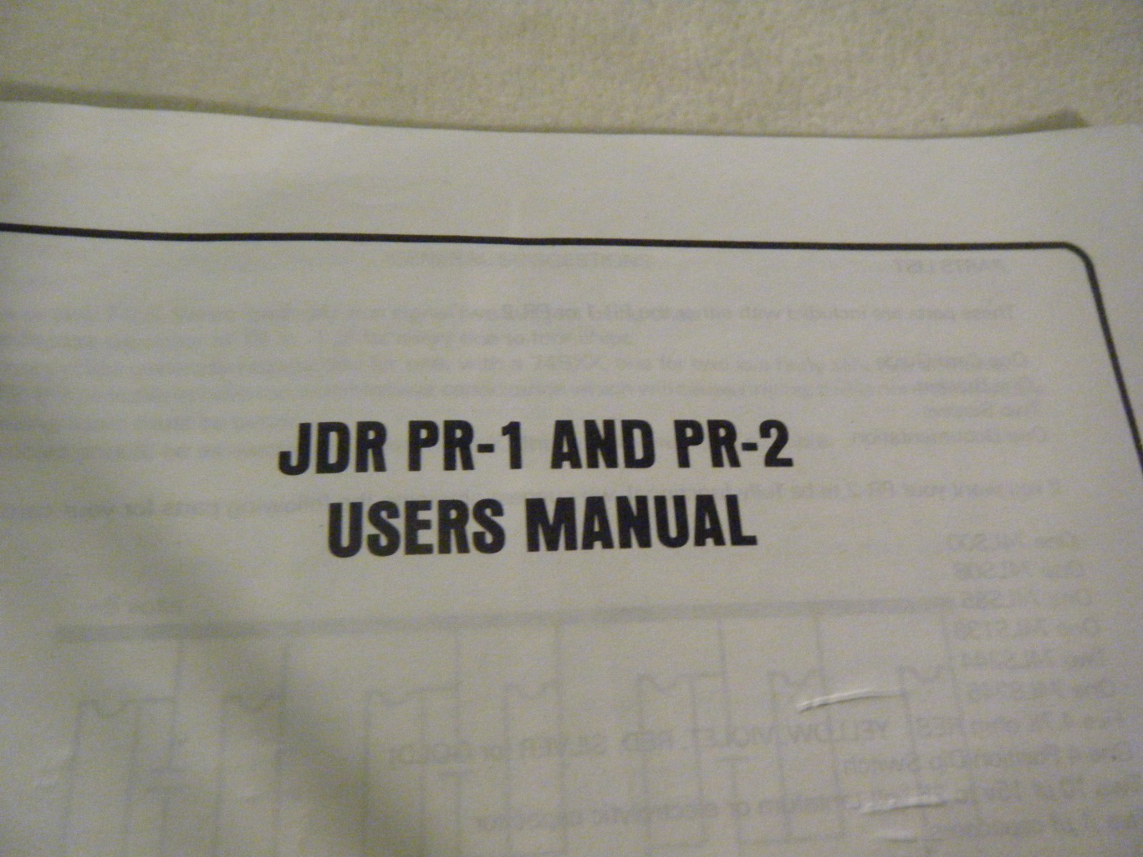 User Manual for JDR ISA Circuit Microdevices PR-1 PR-2