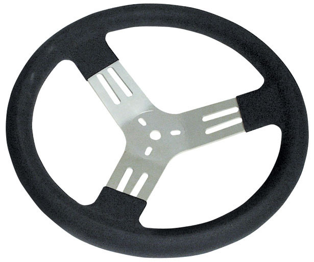 NEW KARTING BLACK COATED ALUMINUM STEERING WHEEL,13"