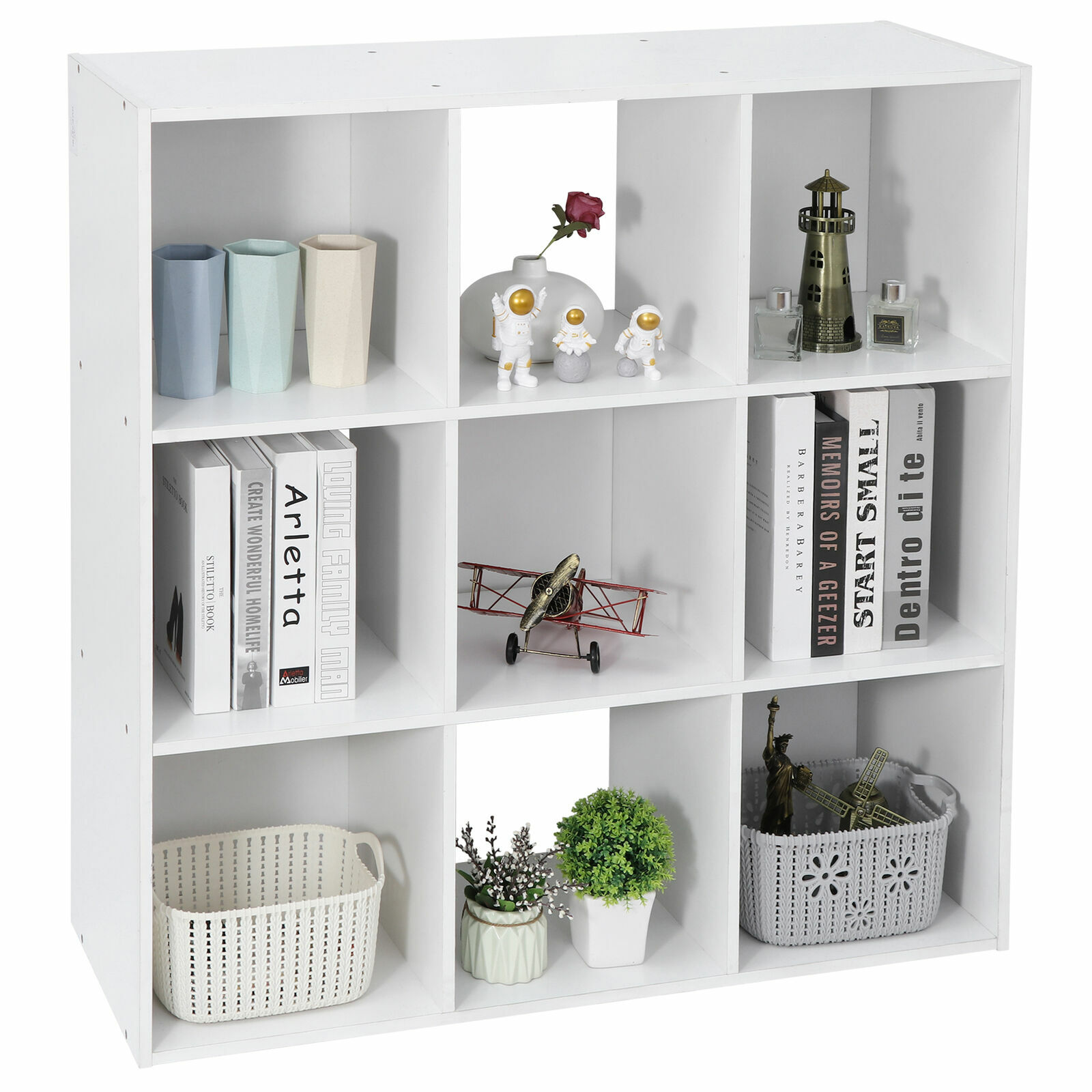 9-Cube Stable White Closet Organizer Storage Shelves Save Space Bookshelves