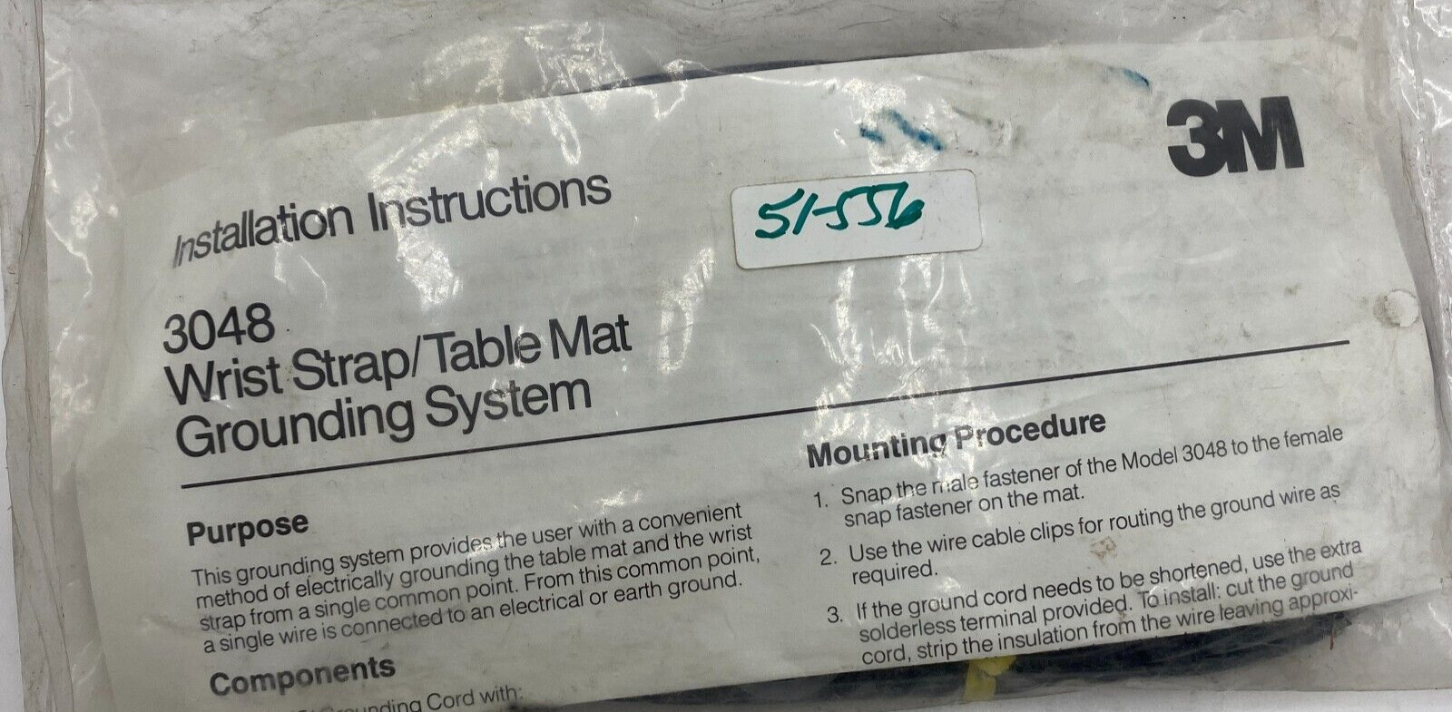 Wrist Strap 3M 3048 /Table Mat Static Grounding System -Cord & Clips🔔