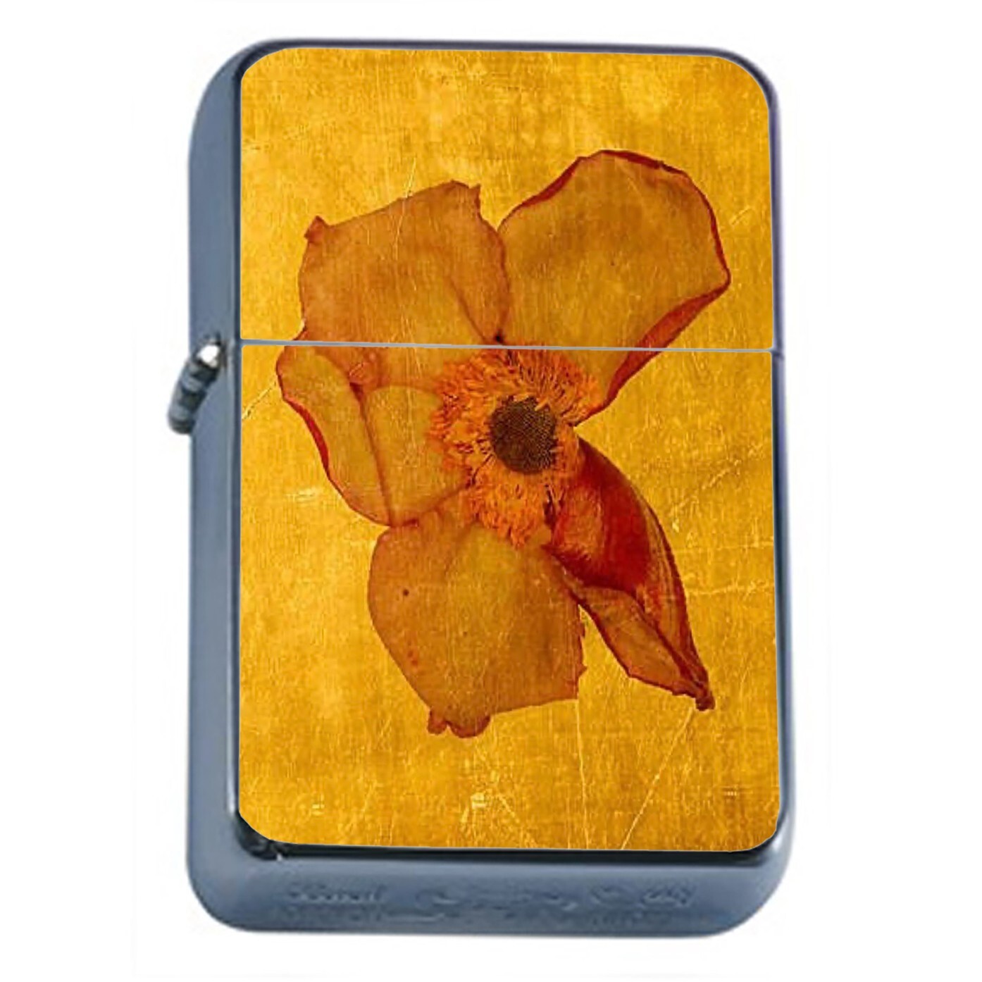 Stamped Yellow Flower Oil Lighter