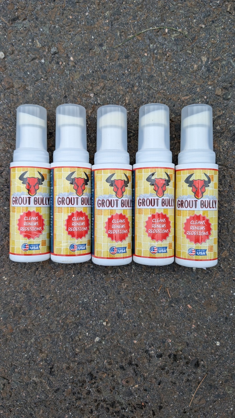 Lot of (5) New Grout Bully Solution Bully Erasers / Grout Cleaner 4 oz Lt. Grey