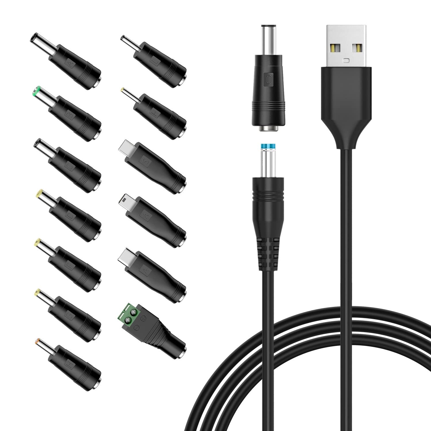 Powseed 5V Universal DC Power Cable, USB to Charging Cord 5 feet, Black