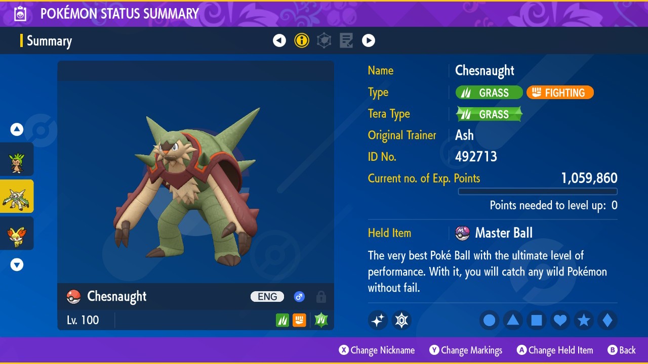Pokemon Scarlet and Violet PSV - Shiny 6IV Chesnaught