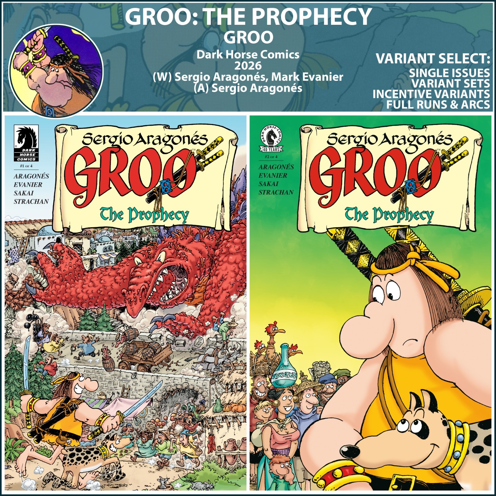 Groo: The Prophecy (2026) #1 2 Dark Horse Comics COVER SELECT