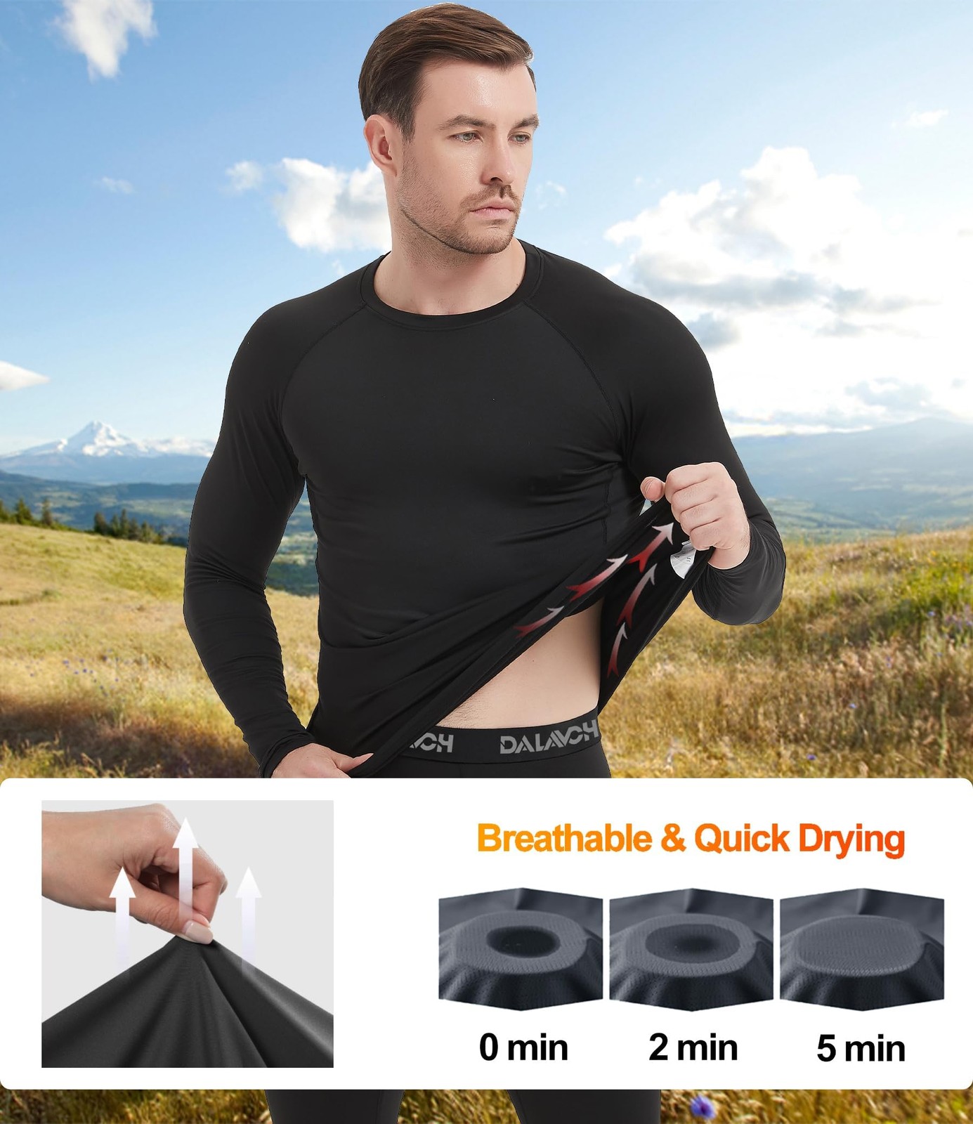 5 Pack Men's Compression Shirts Long Sleeve Athletic Workout Sports Undershir...