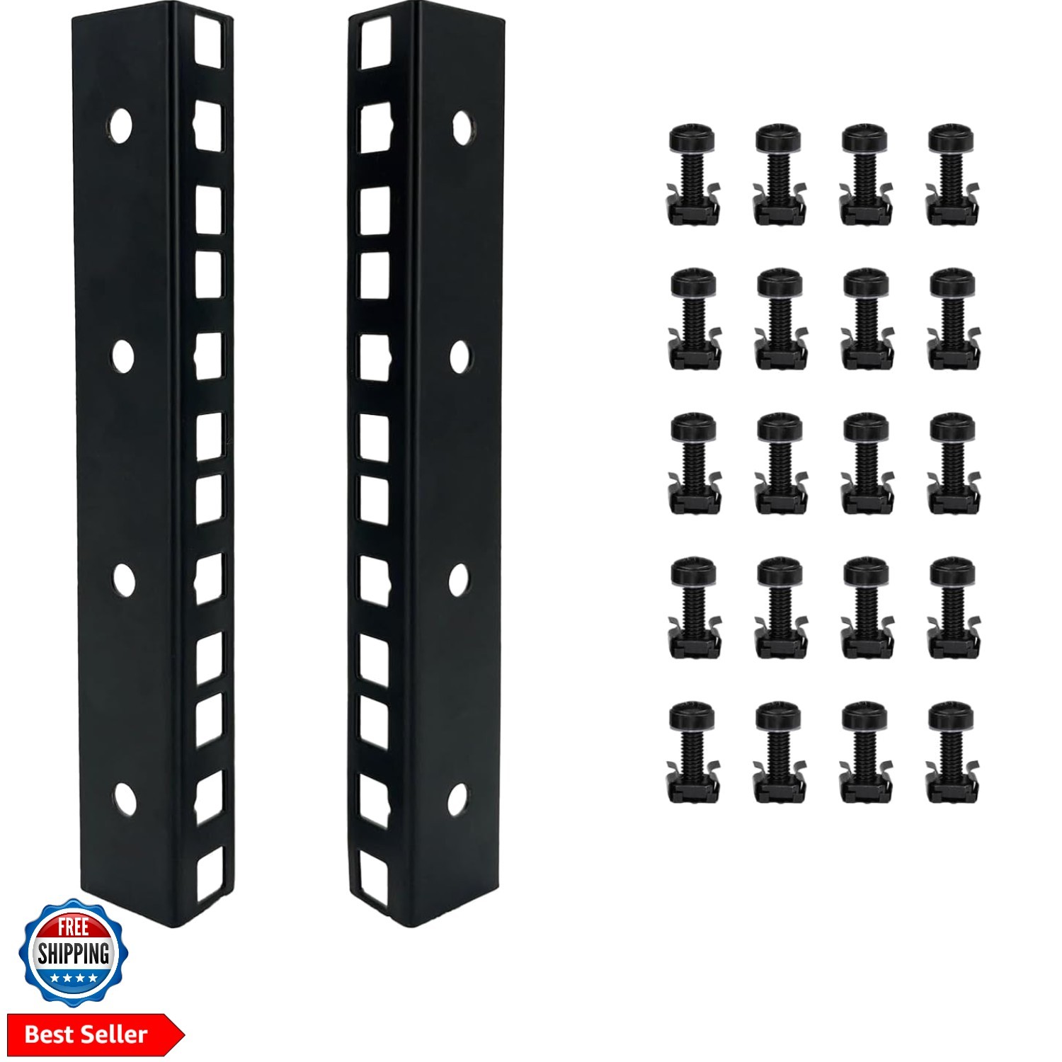 4U Rack Rails with M6 Screws & Nuts for Server Racks | Includes cage nuts set...