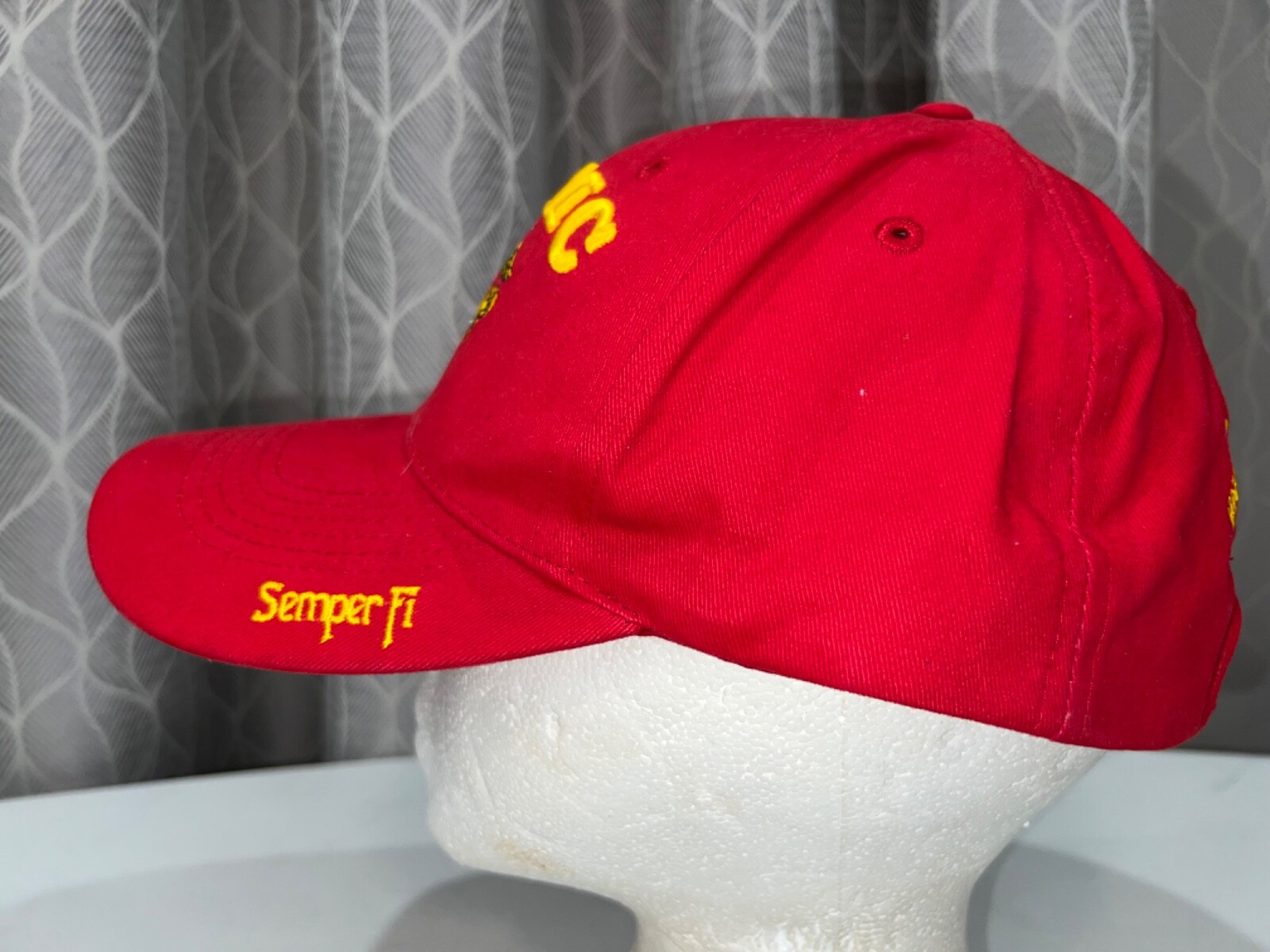 Red USMC Semper FI Hat Cap with Gold Embroidery Hook Loop Marinesdirect.com EUC