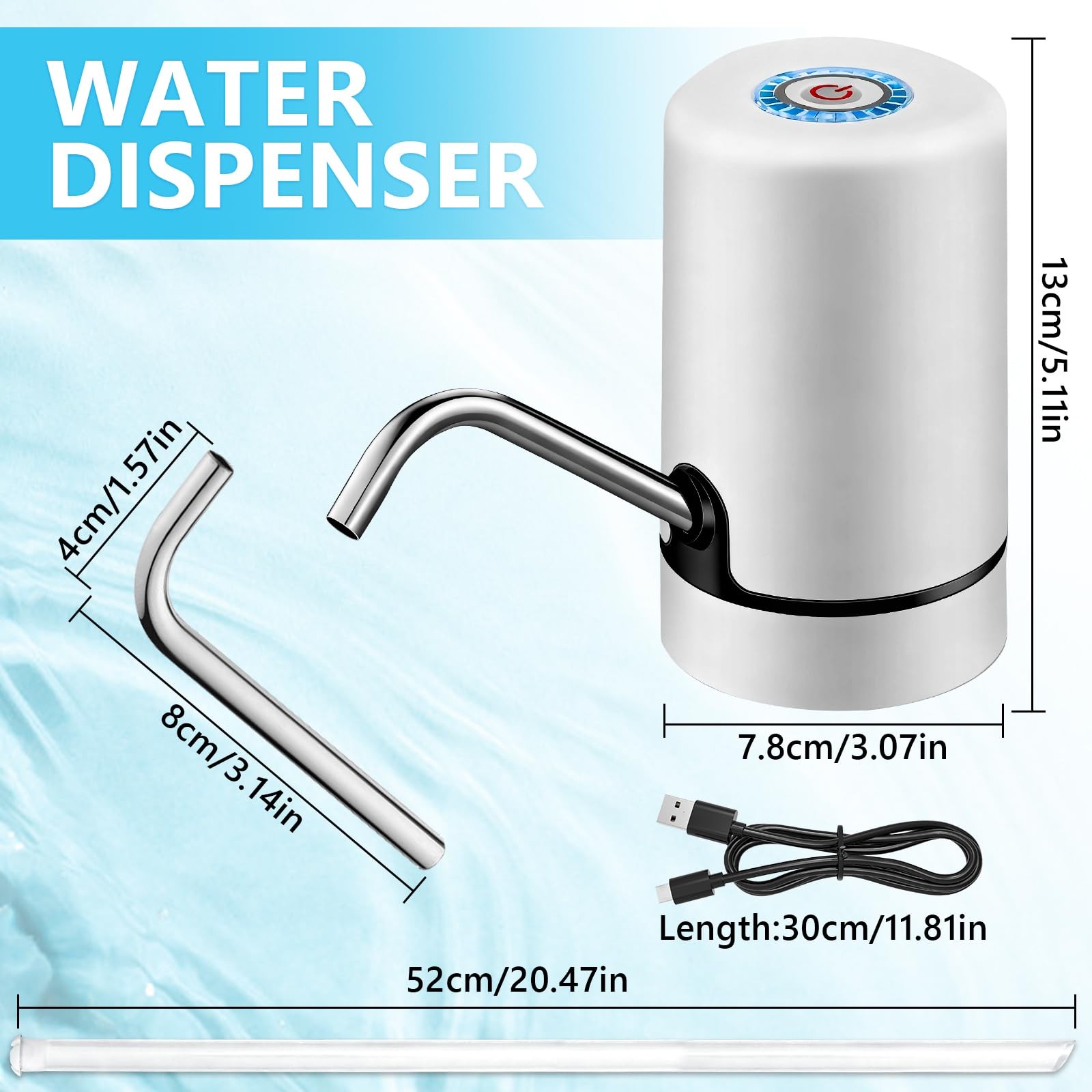 Water Dispenser Pump- 2-6 Gallon USB Rechargeable Portable, Electric Water Pu...