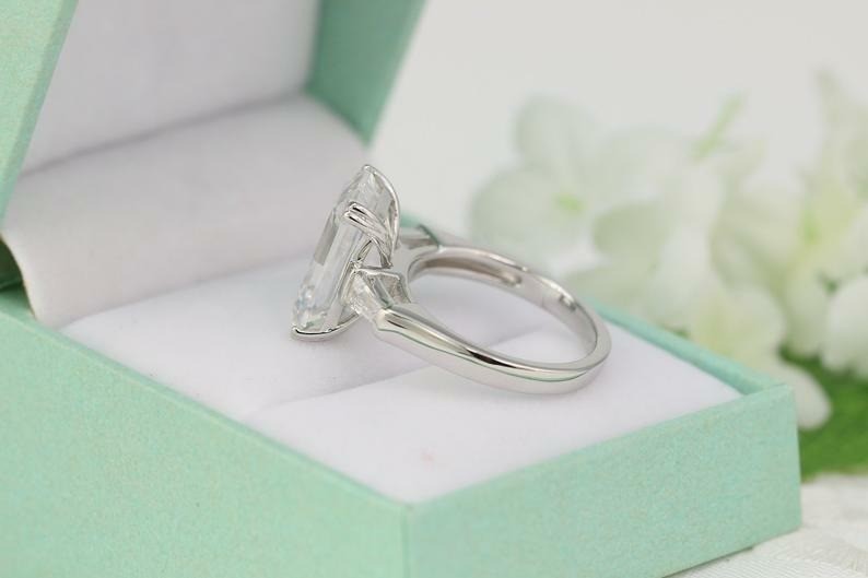 Emerald Cut Lab-Created 5.10 Ct White Diamond Wedding Ring 925 Sterling Silver