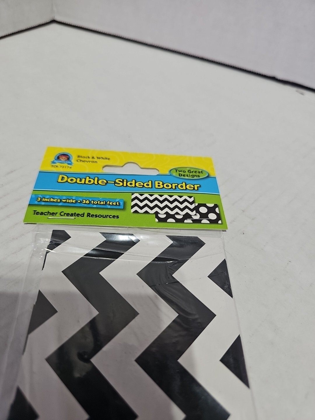 Teacher Created Resources Black & White Chevron / Black With White Dots 3" X 36'
