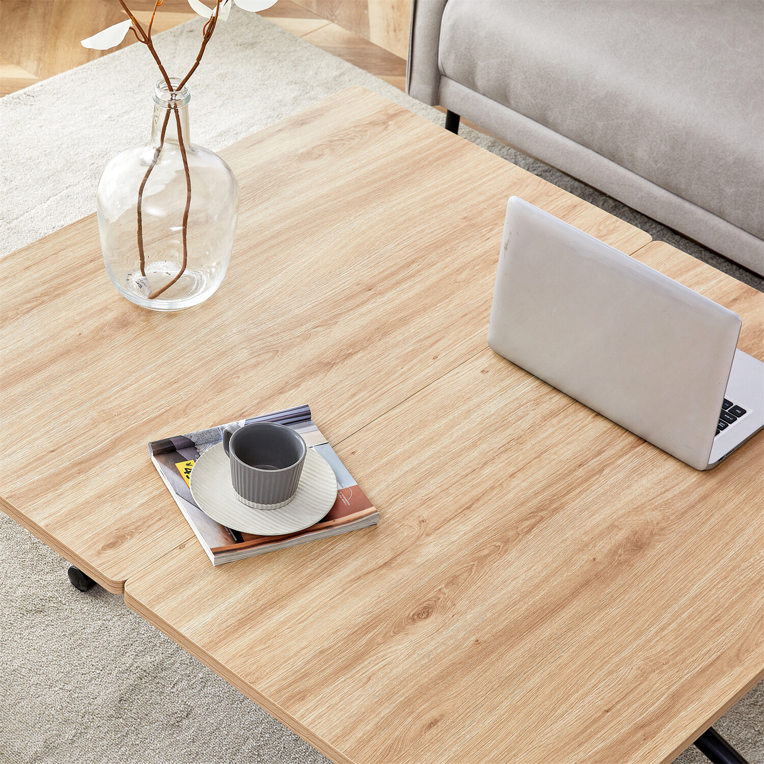 Modern Dining Table Wood Table Kitchen Dining Table with Metal Legs For 4 Person