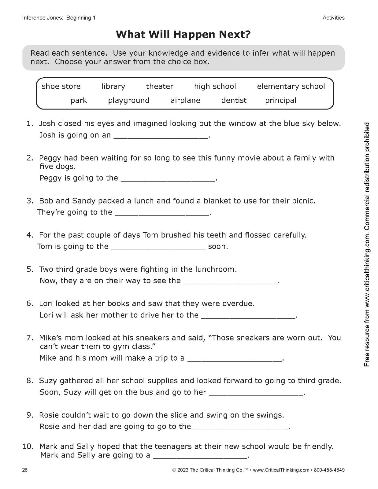 Inference Jones Beginning 1 Reading Comprehension Workbook Grades 1st 2nd