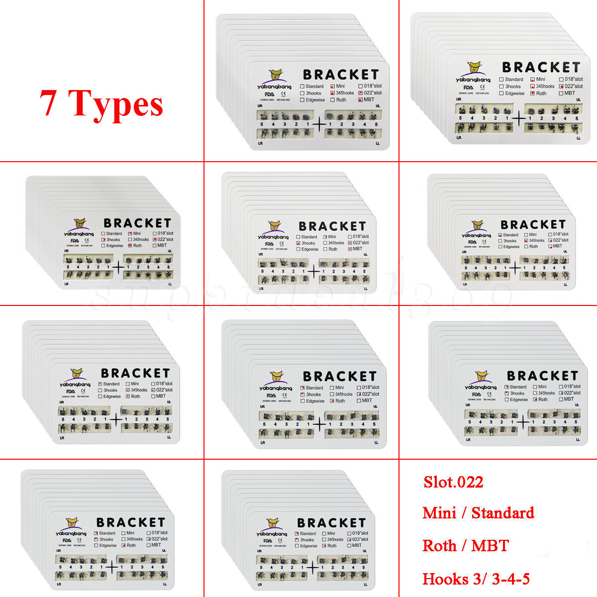 10-100packs Dental Ortho Brackets Braces Mini/Standard MBT/Roth 022 Hooks 345 ns