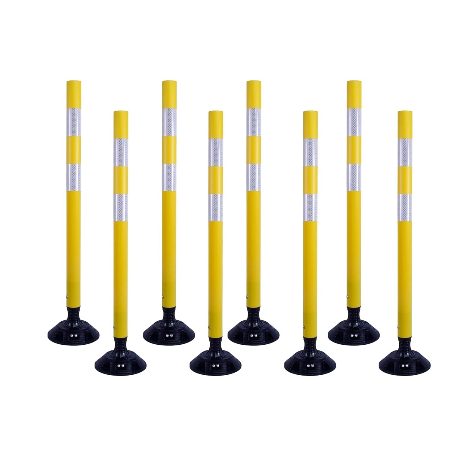 8Pack 36inch Yellow Traffic Delineator Posts High Visibility Reflective Safety
