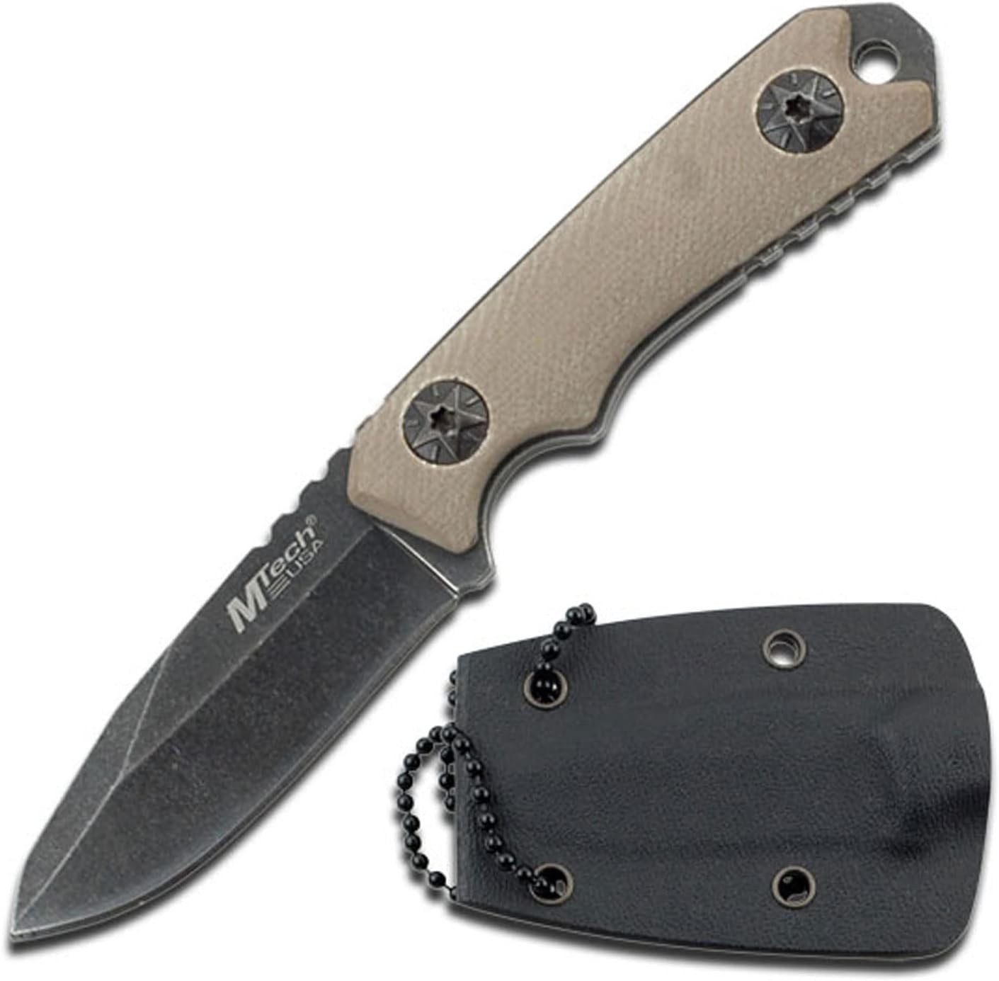 MTech USA MT-20-30 Series Fixed Blade Neck Knife, Drop Point Blade, G10 Handle,
